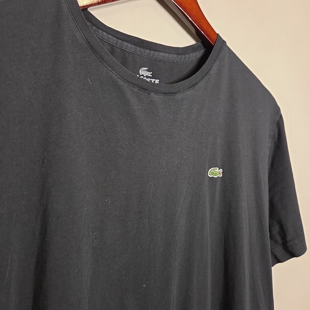 Lacoste Pima Cotton T-Shirt 6 L XL Black Short Sleeve Croc Logo Crew Neck Tee‎
